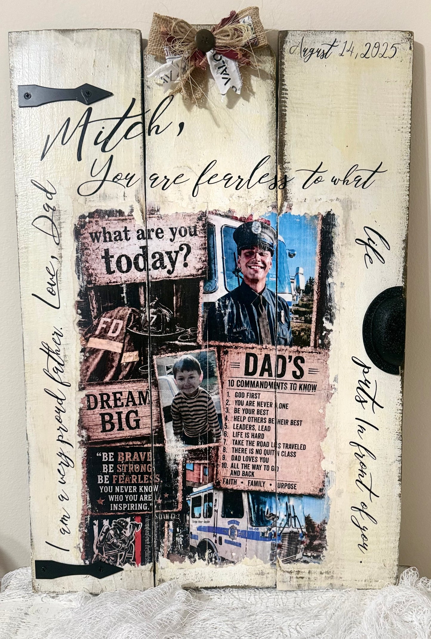 Custom sign for a graduation from father to sons…. Memories that last!